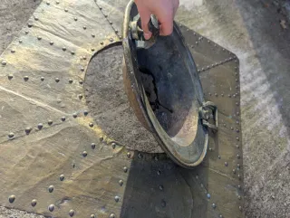 Brasero Antiguo Vintage DE LATON y madera