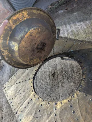 Brasero Antiguo Vintage DE LATON y madera