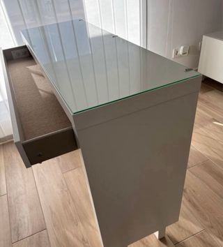 Tocador Blanco Ikea Cristal y Madera