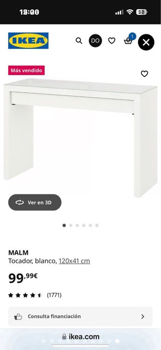 Tocador Blanco Ikea Cristal y Madera