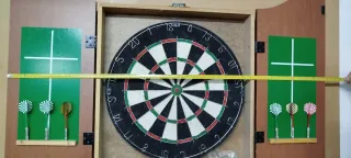 Tablero de dardos con puertas y dardos