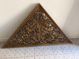 Cabecero Madera Tallado Artesanal Triángulo