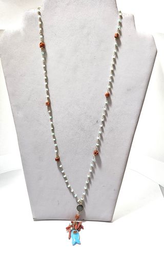 Collana gold filled 18 kt , opale, corallo, pietre