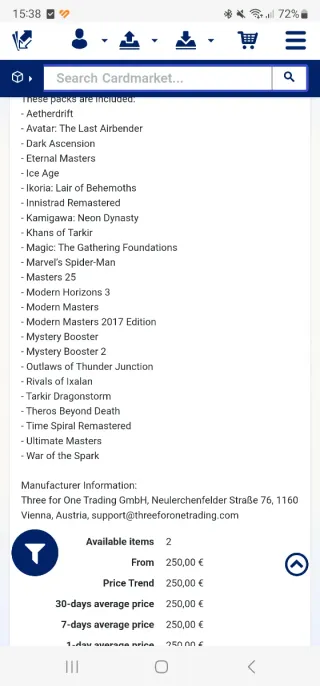 Mazo de cartas Magic The Gathering 3x1