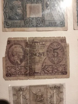 Quadro con banconote Lire Italiane