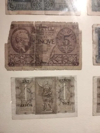 Quadro con banconote Lire Italiane