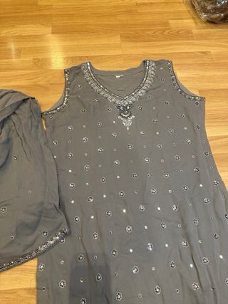 Traje Kurta Kameez India Bollywood Gris