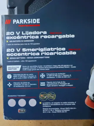 Lijadora Parkside Performance 20V