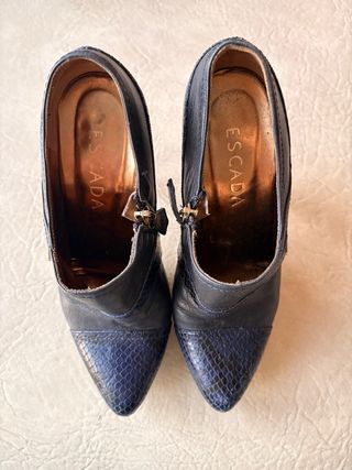 Cuña Tacón Escada Negro/Azul