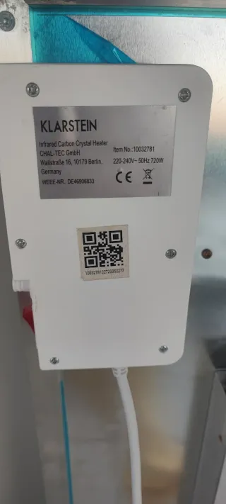 Calefactor infrarrojos Klarstein 720W (a reparar)