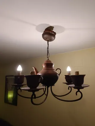 Lámpara de barro tetera con tazas a juego