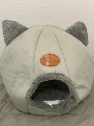 Casa Gato y Comedero Doble Gris