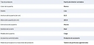 Puerta corredera blanca 203x82,5x3,5