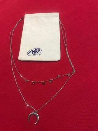 Collar doble P.A.R. plata con cuerno luna