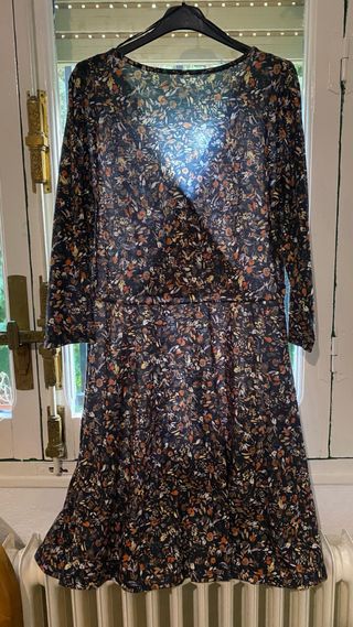 Vestido estampado floral manga larga