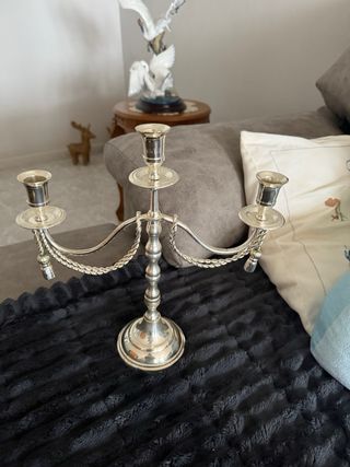 Candelabro de 3 luces plateado