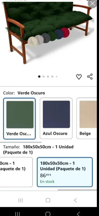 Cuscino per schienale da esterno 180x50x8 cm