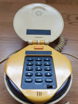 Teléfono Vintage Hamburguesa Beige/Amarillo