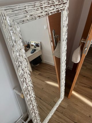 Espejo decorativo blanco-plateado