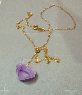 Collar Amatista Natural plata 925 y baño oro 18K