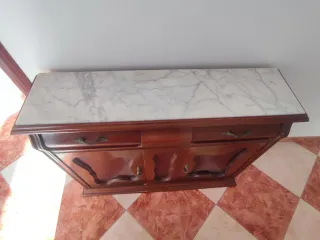 Recibidor Taquillón Madera y Mármol