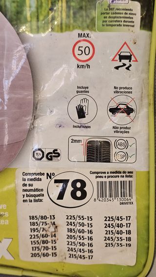 Cadenas textiles nieve DRIVETEX Talla 78