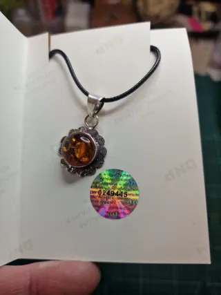 Colgante Ámbar Báltico Plata con certificado