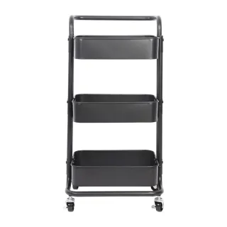 Carrello ausiliario a 3 livelli con ruote, nuovo, nero