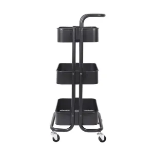 Carrello ausiliario a 3 livelli con ruote, nuovo, nero