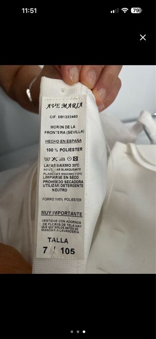 Vestido Comunión Niña Ave María Blanco 8-9 años