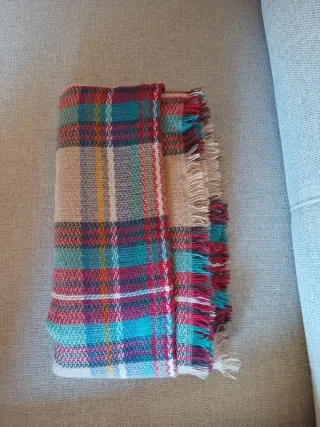 Bufanda grande cuadros multicolor, súper abrigada