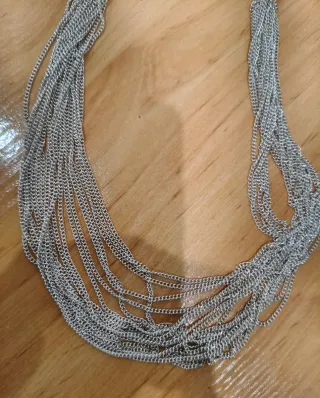 Set 3 collares largos plateados