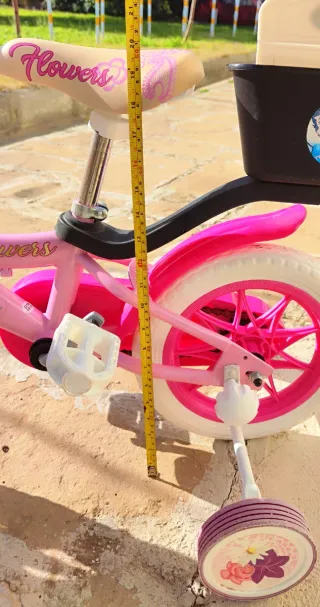 Bicicleta infantl con ruedines alto sillin 50 cm