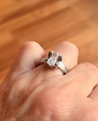 Anillo Plata con Circonita Rectangular