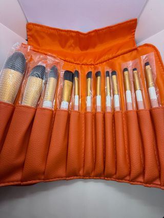 Set Pinceles Maquillaje Hermes Dorado Naranja