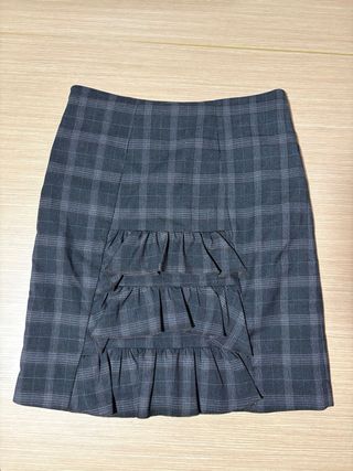 Falda Cortefiel cuadros gris/negro Talla 38