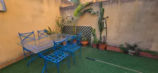 Mesa y Sillas Exterior Hierro Azul