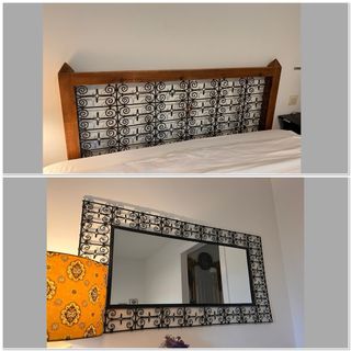 Cabecero de Matrimonio y Espejo de Hierro Forjado