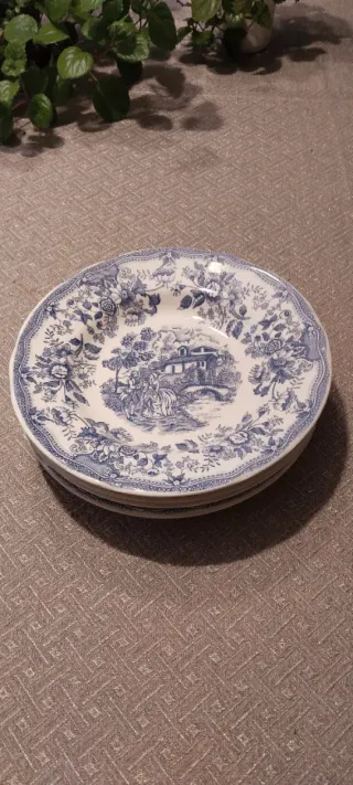 Juego 4 platos vintage italiana cerámica Ironstone