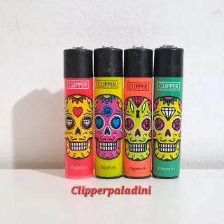 4 Accendini Clipper Teschio Messicano
