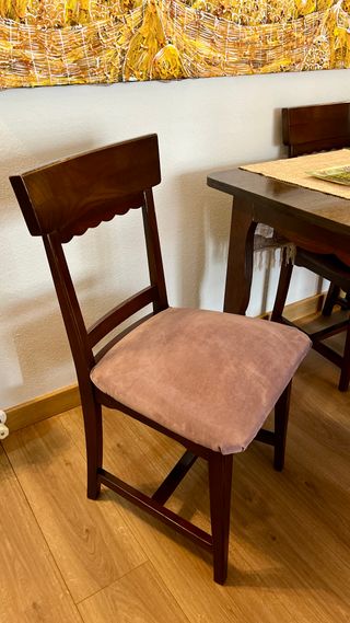 Mesa comedor madera + 6 sillas terciopelo