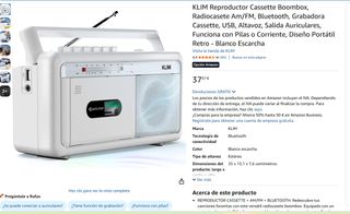 Reproductor Cassette Klim Boombox Blanco