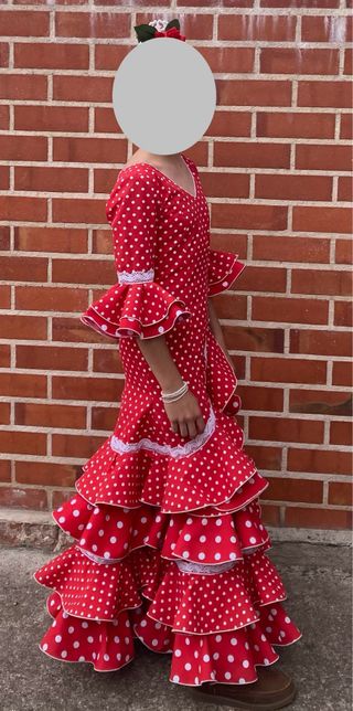 Vestido Flamenco Niña Lunares Rojo