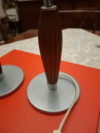 Coppia Lampade Comodino Legno e Metallo