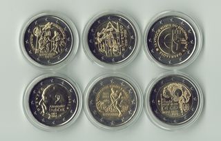 Lote 18 monedas 2 euros Eslovaquia conmemorativas