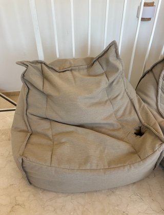 2 Pouf esterni in olefina beige