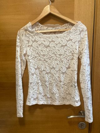 Top encaje blanco manga larga