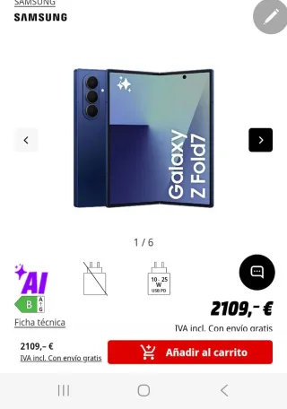 Samsung Galaxy Z Fold 7 Azul