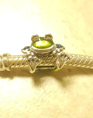 Charm rana verde e argento