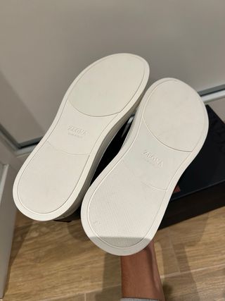 Zegna Zapatillas de Cuero Negro Talla 44